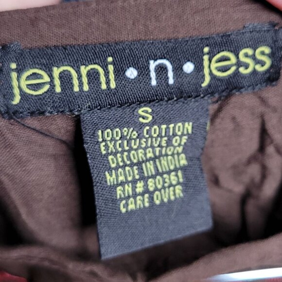 Jenni N Jess Y2K Women's Small Maxi Boho Skirt Embroidered Floral HIppie Brown - Picture 2 of 10